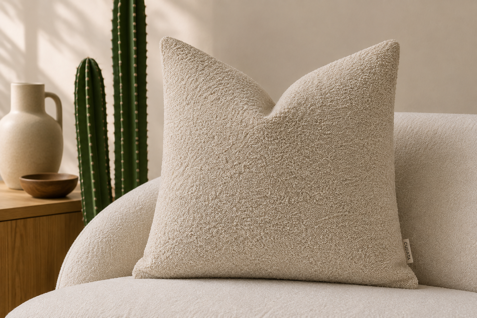 CALVI - Housse de coussin bouclette