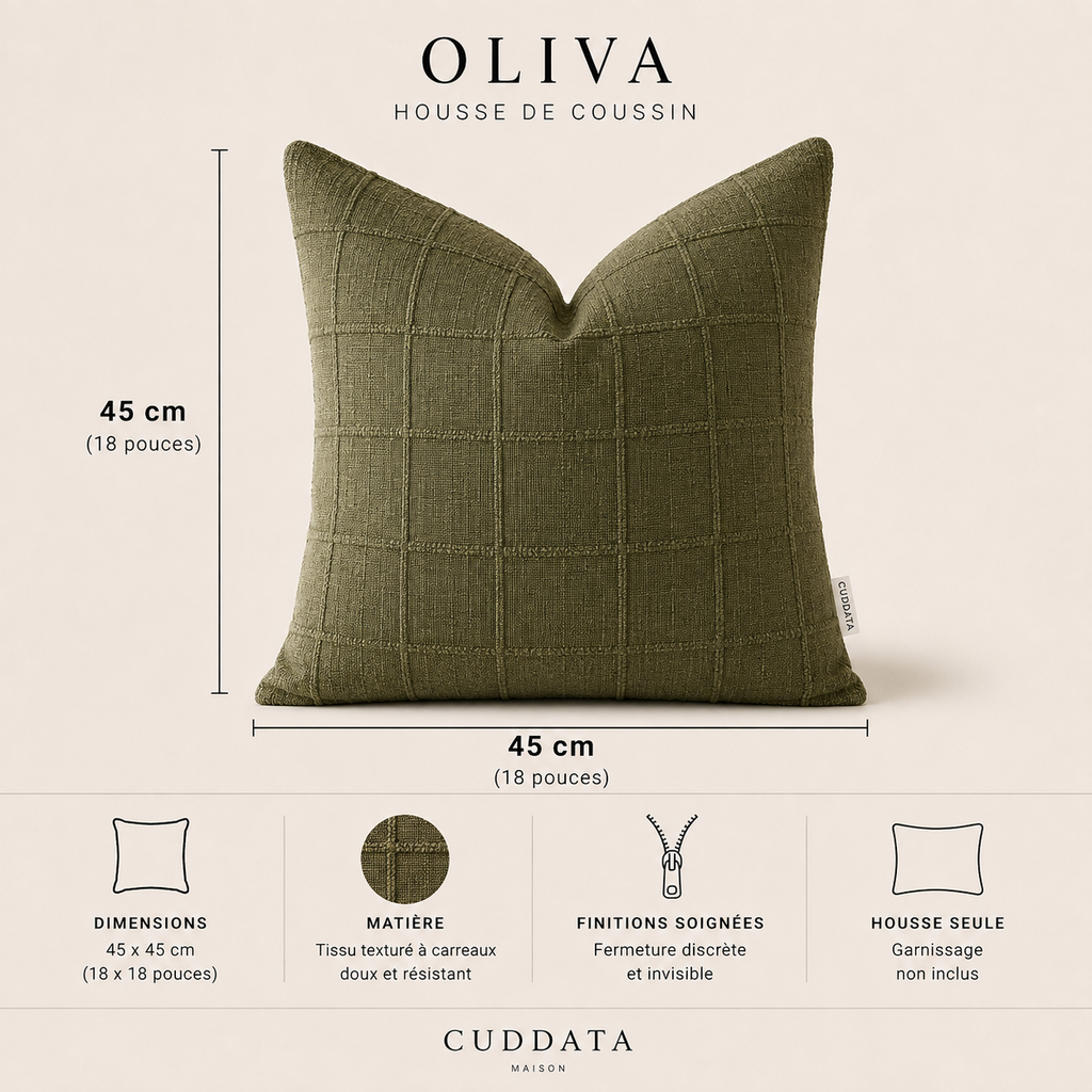 OLIVA - Housse de coussin texturé
