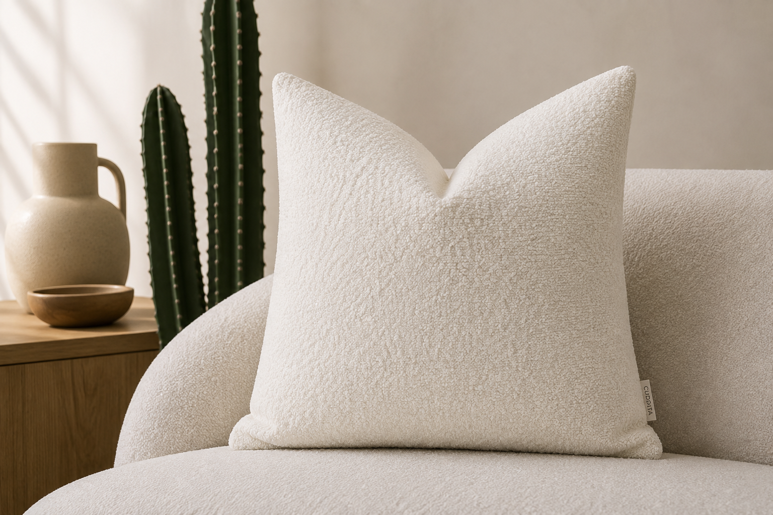CALVI - Housse de coussin bouclette