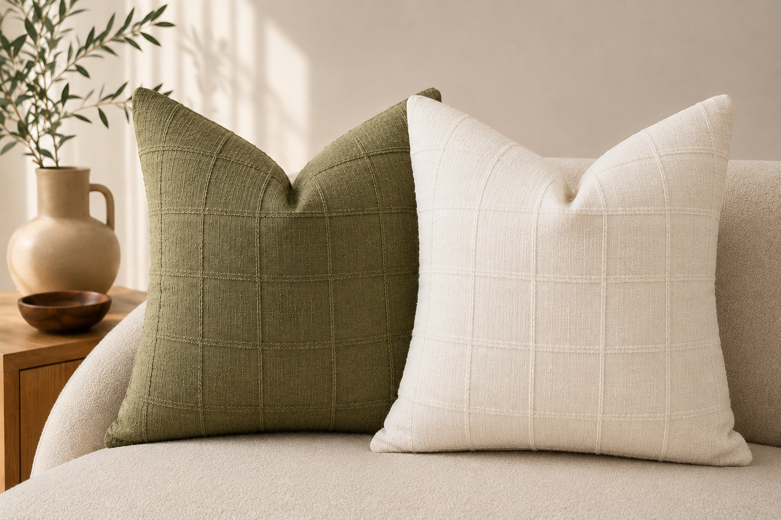 OLIVA - Housse de coussin texturé