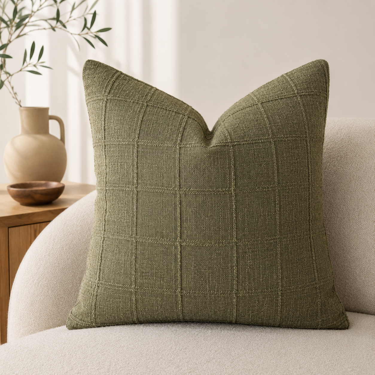 OLIVA - Housse de coussin texturé