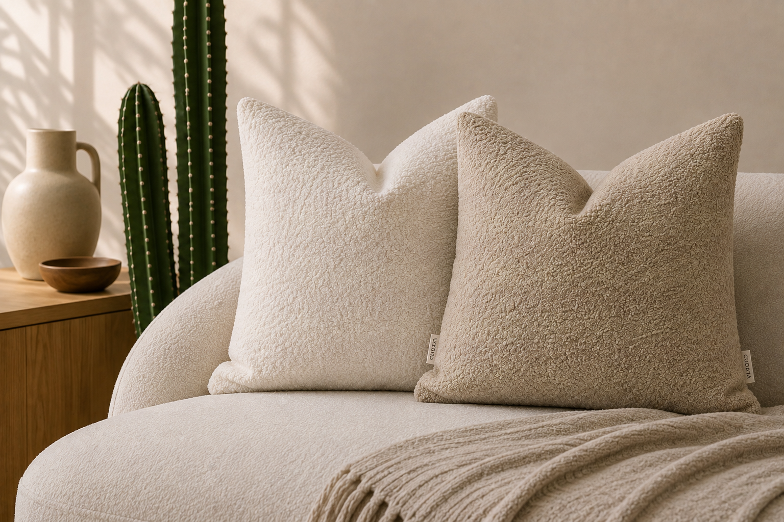 CALVI - Housse de coussin bouclette
